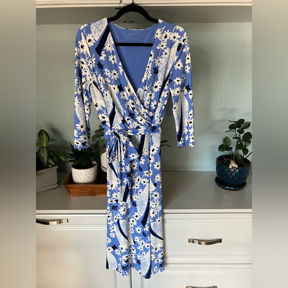 Ralph Lauren Floral Dress in Blues and White